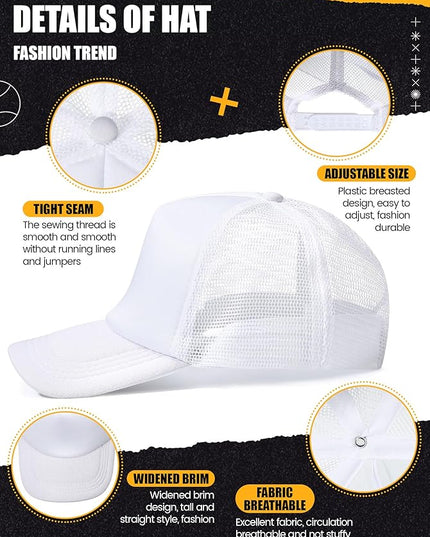 10 Pcs Sublimation Blank Trucker Hats Bulk Mesh Baseball Cap Polyester Mesh Trucker Hat for Men and Women
