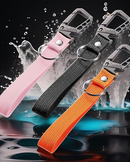 Metal heavy duty key chain carabiner clip bottle opener wrist lanyard ring car key fob unisex for men and women