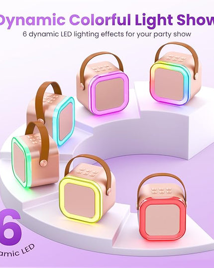 Mini Karaoke Machine for Kids Adults, 2026 TOP Birthday Gifts for Girls 3,4,5,6,7,8+Year Old Toddler Toys, Portable Bluetooth Speaker with 2 Wireless Karaoke Microphones Player Valentine Gifts(Rose)