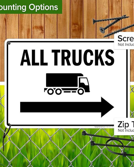 All trucks With Right Arrow Sign, 10x14 Inches, 55 mil thick HDPS (high density polystyrene), Made in USA by My Sign Center