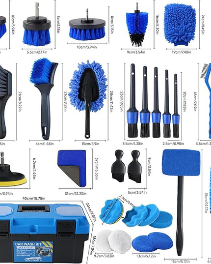 36Pcs Car Detailing Kit, Car Detailing Brush Set, Car Cleaning Kit, Auto Detailing Tools for Interior Exterior Wheels, Professional Car Wash Accessories with Windshield Cleaning Tool and Storage Box