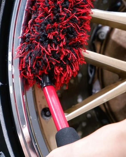 Angled Wheel Brush Kit 3 Pack- Angled Microfiber Wheel Brush, Wheel Barrel Brush, Detailing Brush Scratch Free Calipers Woolies Spoke Brush Cleans Brake Dust from Barrels& Hard to Reach Areas