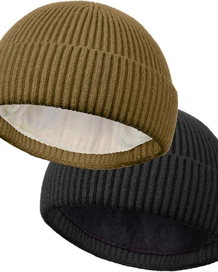 ROYBENS Wool Fisherman Beanie for Men Women, Knit Cuffed Fleece Lined Beanies Winter Warm Hat Skull Cap Unisex