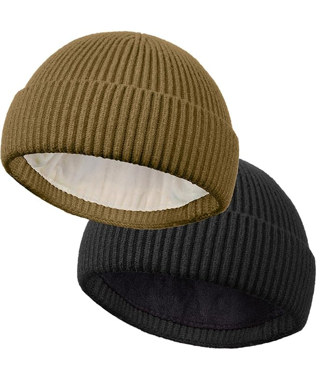 ROYBENS Wool Fisherman Beanie for Men Women, Knit Cuffed Fleece Lined Beanies Winter Warm Hat Skull Cap Unisex