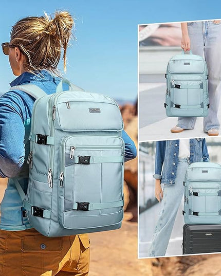 PIJUSHI Travel Backpack for Women Flight Aprroved Carry on Bag Large Casual Luggage Backpack Fit 16 inch Laptop(PE050 Teal Blue)