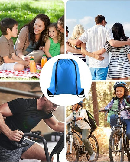 KUUQA 2 Pcs Light Blue Drawstring Backpack Drawstring Bag Bulk Sports Cinch Bags String Backpack Storage Bags for Gym Traveling