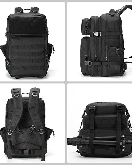 gracedon Military Tactical Backpack for Men and Women Army Camping Daypack Bug out Bag 45l Asault Pack for Travel Hiking (Black)