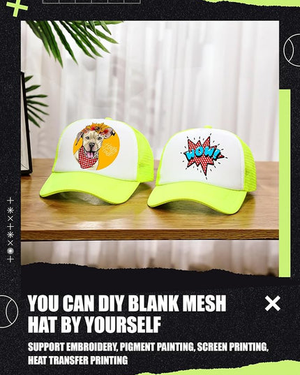 10 Pcs Sublimation Blank Trucker Hats Bulk Mesh Baseball Cap Polyester Mesh Trucker Hat for Men and Women