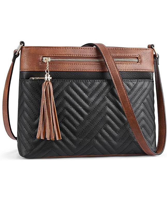BOSTANTEN Crossbody Purses for Women Medium Shoulder Bag Quilted Handbags with Zipper Pocket