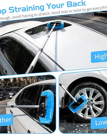 Ordenado 62" Car Wash Brush with Long Handle, Soft Bristle Car Cleaning Brush Supplies, Cars Brushes for Washing Exterior, Cars Washing Brushes Scratch-Free Wash Mop Kit, Universal for RV Truck SUV