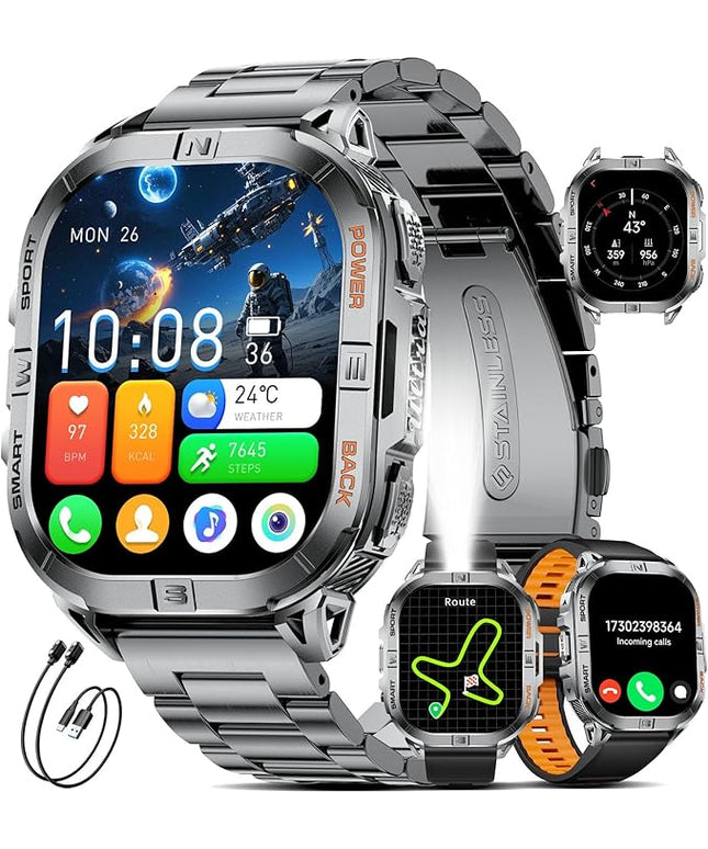 GPS Military Smart Watch for Men(Answer/Call), 2.13'' Smartwatch,60 Days Battery,6 Satellite Positioning/Compass,5 ATM Fitness Tracker with Flashlight/Heart Rate/Sleep/100+ Sport Modes for Android/iOS