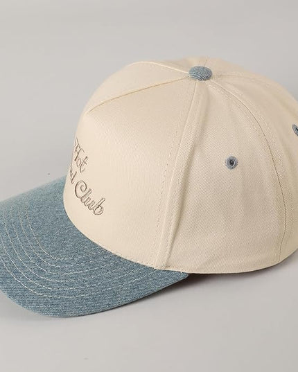 MIRMARU Two-Tone Vintage Canvas Trucker Hats for Men & Women, Adjustable Size Baseball Caps with Trendy Embroidered Design