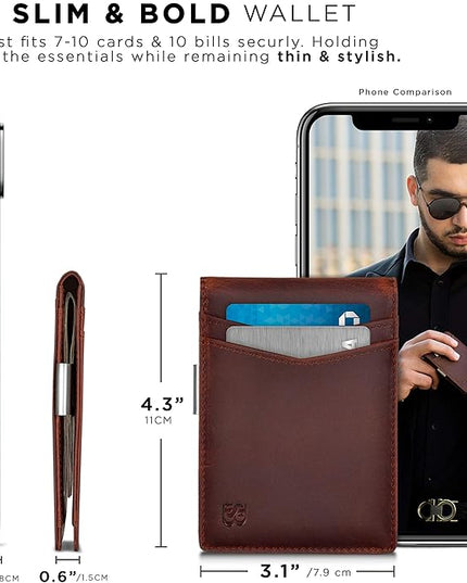 SERMAN BRANDS Money Clip Wallet - Mens Wallets slim Front Pocket RFID Blocking Card Holder Minimalist Mini Bifold