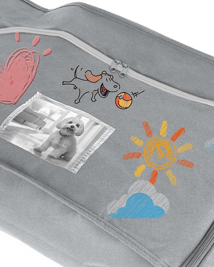 Pet Burial Bag for Dogs, Cats, Large Pets up to 80lb - Pet Caskets or Burial Boxes Alternative, Eco-Conscious Pet Body Bag with Handle & Custom Memorial Surface (Gray, L)