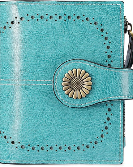 SENDEFN Small Womens Wallet Leather Bifold Card Holder RFID Blocking with Zipper Coin Pocket