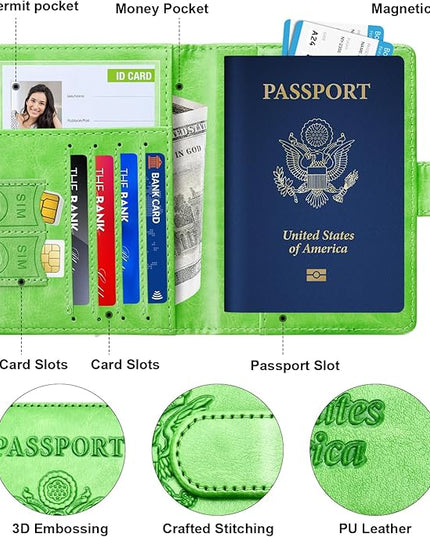 Herain Passport Holder for Travel Cruise Essentials, 2 Pcs Passport Cover Wallet Case Travel Gifts Women Men Family, RFID Passports Book Card Holders Travels Accessories Must Haves