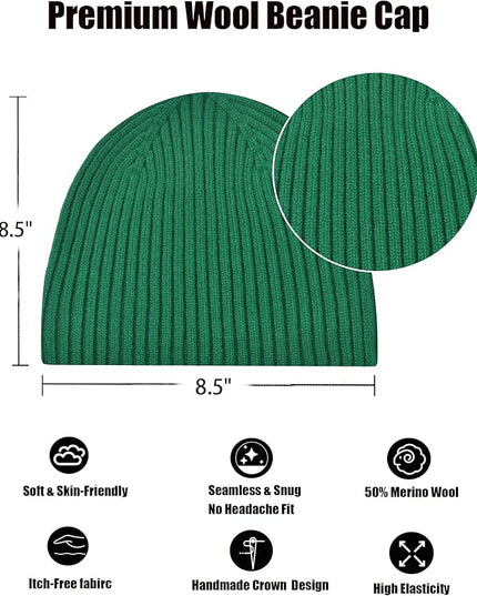 choshion Wool Knit Fisherman Beanie Hat for Men Women,Cuffless Warm Short Cuff Beanies Toboggan Ski Hats Winter Skull Cap