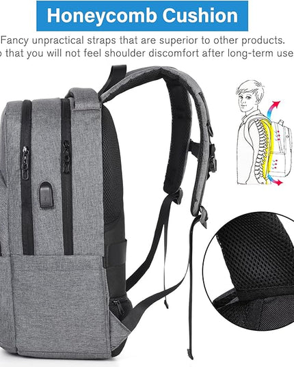 Bookbag School Backpack, Travel Backpack Anti Theft Laptop Backpack with USB Charging Port Water Resistant College Fits 15.6 Inch Notebook Over 3 Years Old