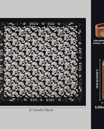 27.5 Inches Square Silk Feeling Neck Scarf for Men Necktie Silk Bandanas Pocket Square Cowboy Scarves