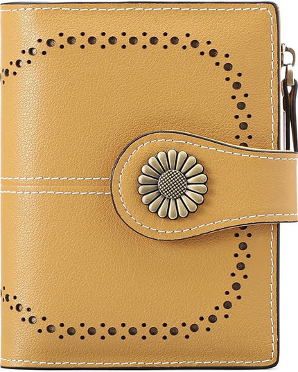 SENDEFN Small Womens Wallet Leather Bifold Card Holder RFID Blocking with Zipper Coin Pocket