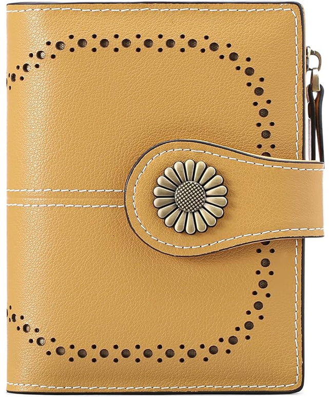 SENDEFN Small Womens Wallet Leather Bifold Card Holder RFID Blocking with Zipper Coin Pocket
