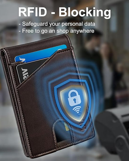 miyozi Airtag Wallet for Men,with Money Clip 11 Cards Slim Front Pocket Leather RFID Blocking Wallet with Gift Box