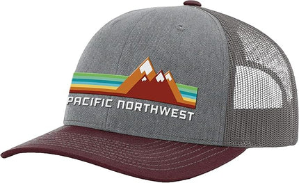 Pacific Northwest Trucker Hat - Richardson 115 Embroidered Snapback Cap for Men & Women - Hiking, Camping & Outdoor Adventure