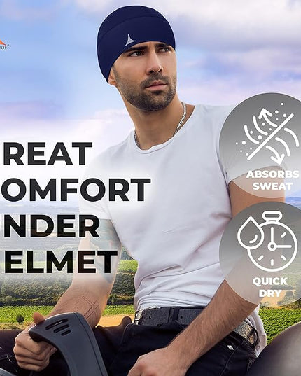 Helmet Liner Sweat Wicking Skull Cap Beanie. Ultimate Performance Moisture Wicking. Fits Under Helmets