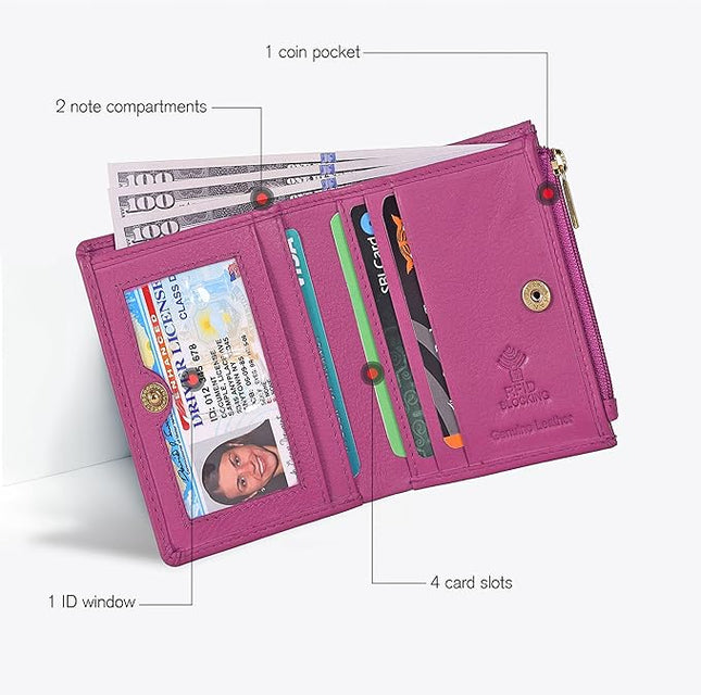 Oak Leathers Wallet For Women Full Grain Leather - Small RFID Coin Purse Credit Card & ID Holder for Ladies,Bifold Wallets for Teenager | Small, RFID, Coin Purse, for Ladies, for Teenager