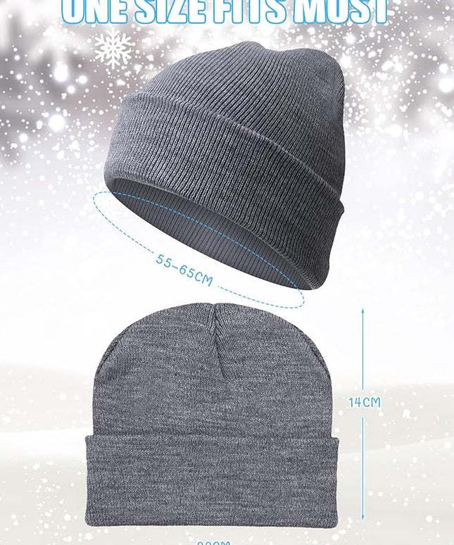 Foaincore 24 Pcs Winter Beanie Hats Bulk for Men Women Warm Roll up Edge Skullcap Colorful Warm Cuff Cap Fisherman