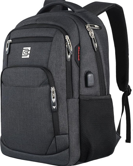 17 Inch Laptop Backpack, Business Anti Theft Slim Durable Laptops Backpack with USB Charging Port, Water Resistant College Computer Bag Gifts for Men & Women Fits 15.6 Inch Notebook-Black