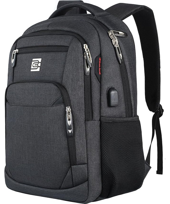 17 Inch Laptop Backpack, Business Anti Theft Slim Durable Laptops Backpack with USB Charging Port, Water Resistant College Computer Bag Gifts for Men & Women Fits 15.6 Inch Notebook-Black