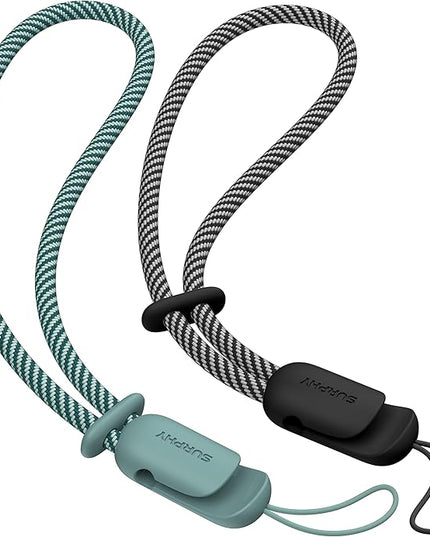 SURPHY 2 Pack Phone Lanyard for Cellphone Case, Phone Wrist Strap for Case, Cellphone Strap with 2-Color Braided, Charm Wrist Lanyard for Women and Men, Black & Green