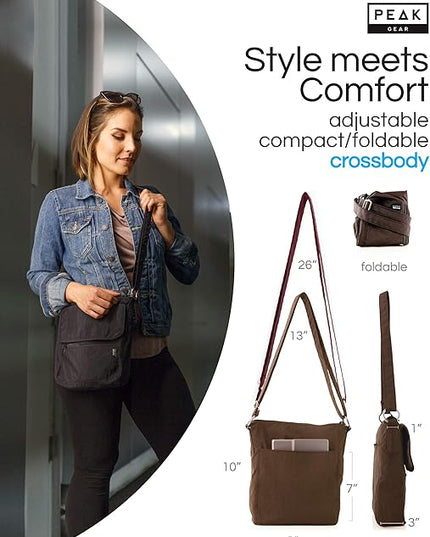 Peak Gear Crossbody Travel Purse with RFID Blocking Pocket and Lifetime Recovery Service. Nylon Shoulder Bag