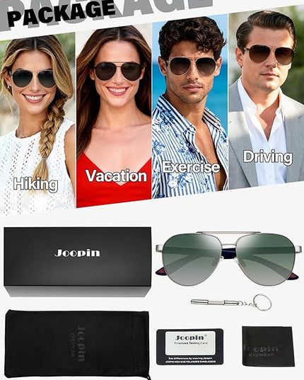 Joopin Polarized Metal Aviation Sunglasses Men, Classic Military Sun Glasses Women, Rectangle Shades UV400 Protection Costume
