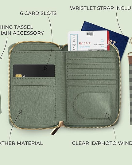 Beautiful Passport Holder for Travel with Wristlet Strap - All-in-One Wallet for Women with Card Slots and Tassel Keychain - Perfect Case to Keep Your Travel Documents Organized & Safe