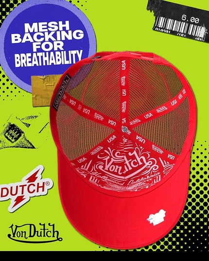 Von Dutch Unisex Trucker Hat - Curved Bill Mesh Back Retro Classic Adjustable Snapback Baseball Cap for Men and Women