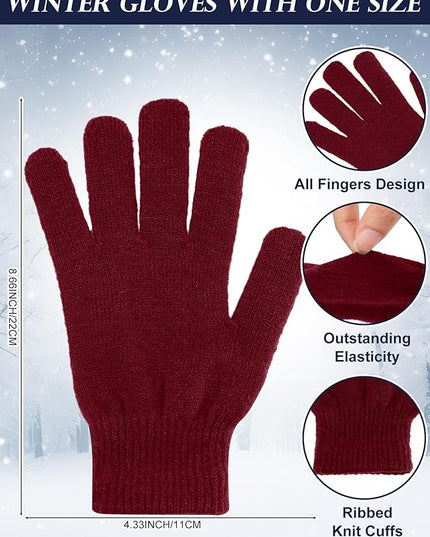 Chicingyou Winter Hats and Gloves Beanies Set Bulk Adults Women Men Unisex Knit Beanie Thermal Gloves for Homeless Gifts