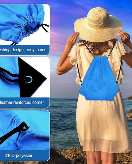 KUUQA 2 Pcs Light Blue Drawstring Backpack Drawstring Bag Bulk Sports Cinch Bags String Backpack Storage Bags for Gym Traveling