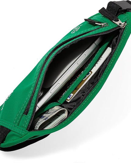 Money Belt - Slim Passport Holder RFID Blocking Travel Wallet Undercover Fanny Packs for Men Women - Green