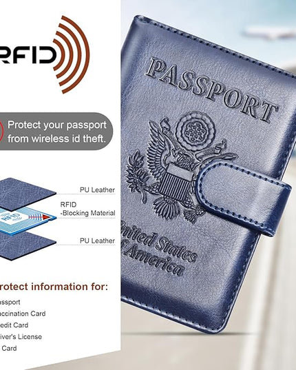 Herain Passport Holder for Travel Cruise Essentials, 2 Pcs Passport Cover Wallet Case Travel Gifts Women Men Family, RFID Passports Book Card Holders Travels Accessories Must Haves
