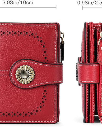 SENDEFN Small Womens Wallet Leather Bifold Card Holder RFID Blocking with Zipper Coin Pocket