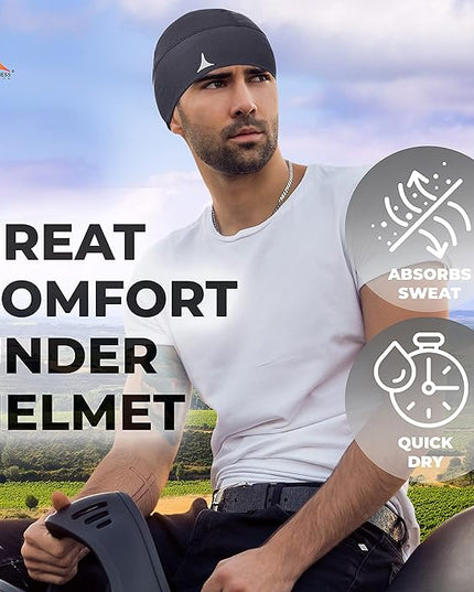 Helmet Liner Sweat Wicking Skull Cap Beanie. Ultimate Performance Moisture Wicking. Fits Under Helmets