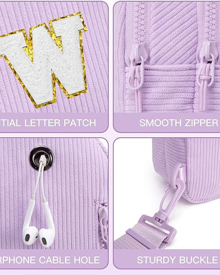 Viverte Small Corduroy Sling Bag Initial Crossbody Bag Fanny Pack for Girls Personalized Birthday Gifts for Teen Girls Gifts