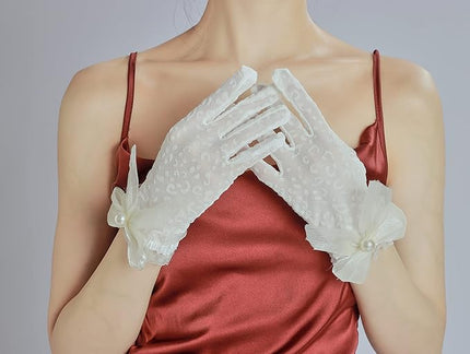 Sahabowi Satin Gloves Formal Bridal Banquet Party Wedding Opera Solid Colorful Mitten For Women