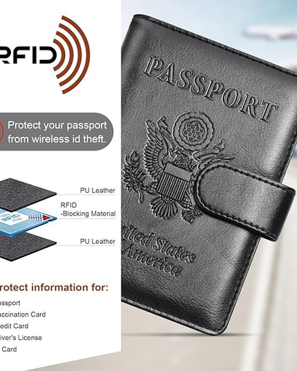 Herain Passport Holder for Travel Cruise Essentials, 2 Pcs Passport Cover Wallet Case Travel Gifts Women Men Family, RFID Passports Book Card Holders Travels Accessories Must Haves
