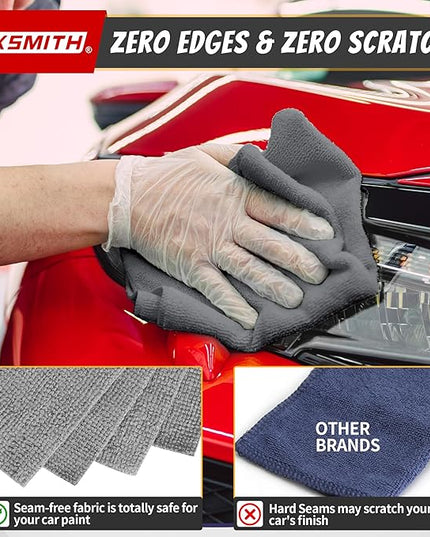 FIXSMITH Shop Towels, Pack of 200, Grey Microfiber Cleaning Cloth Bulk, Microfiber Towels for Cars, All-Purpose Absorbent Cleaning Rags, Dust Cloth for Automotive, Mechanic, Garage, 11.5 x 11.5 inch