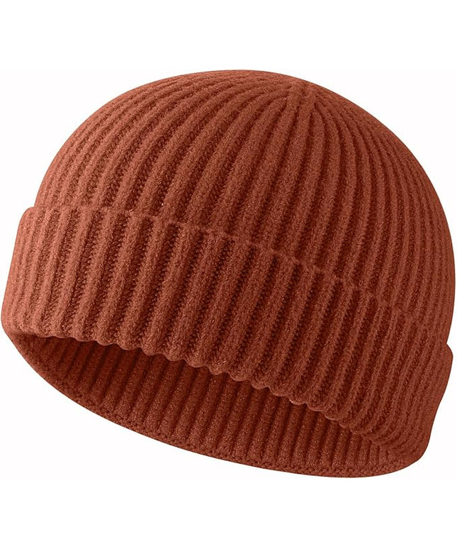 ROYBENS Swag Wool Knit Cuff Short Fisherman Beanie for Men Women, Winter Warm Hats