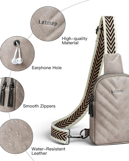 7L Sling Bag for Women Men Leather Small Sling Backpack Daypack Anti Theft Fanny Pack Crossbody Purse Travel