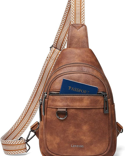 7L Sling Bag for Women Men Vegan Leather Crossbody Bags Fanny Pack Purse Backpack Over Shoulder Bag Travel Anti Theft